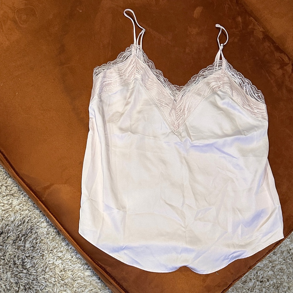 Express Light Pink Lace Trim Cami Top